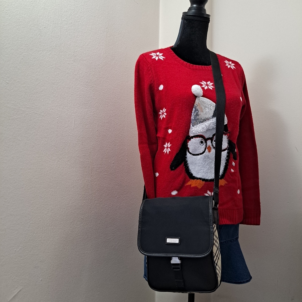 Burberry Black Label Flap Nylon Crossbody Bag